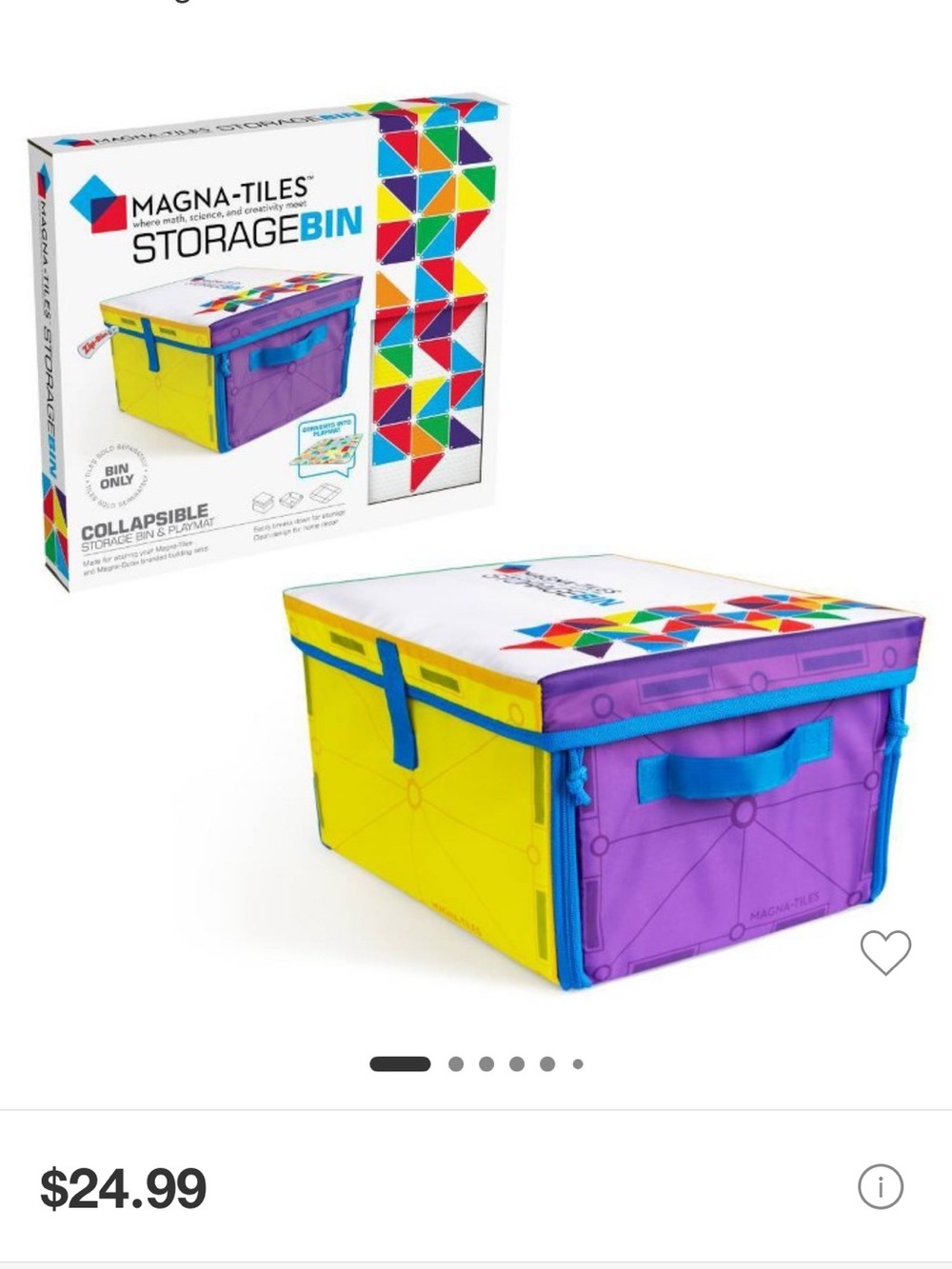 Magna-Tiles Collapsible Storage Bin - Yellow & Purple